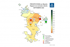 Rapport à la normale - Précipitations Mayotte - Septembre 2022