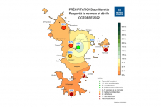 Rapport à la normale - Précipitations Mayotte - Octobre 2022