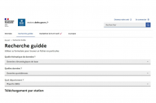 Onglet "Recherche guidée", menus déroulants