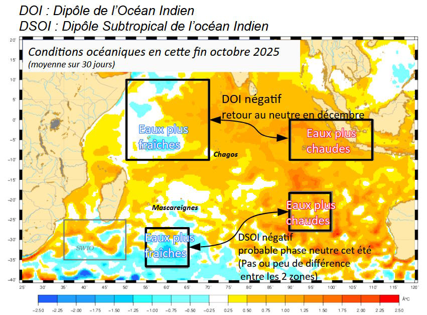 Conditions océaniques printemps austral 2025