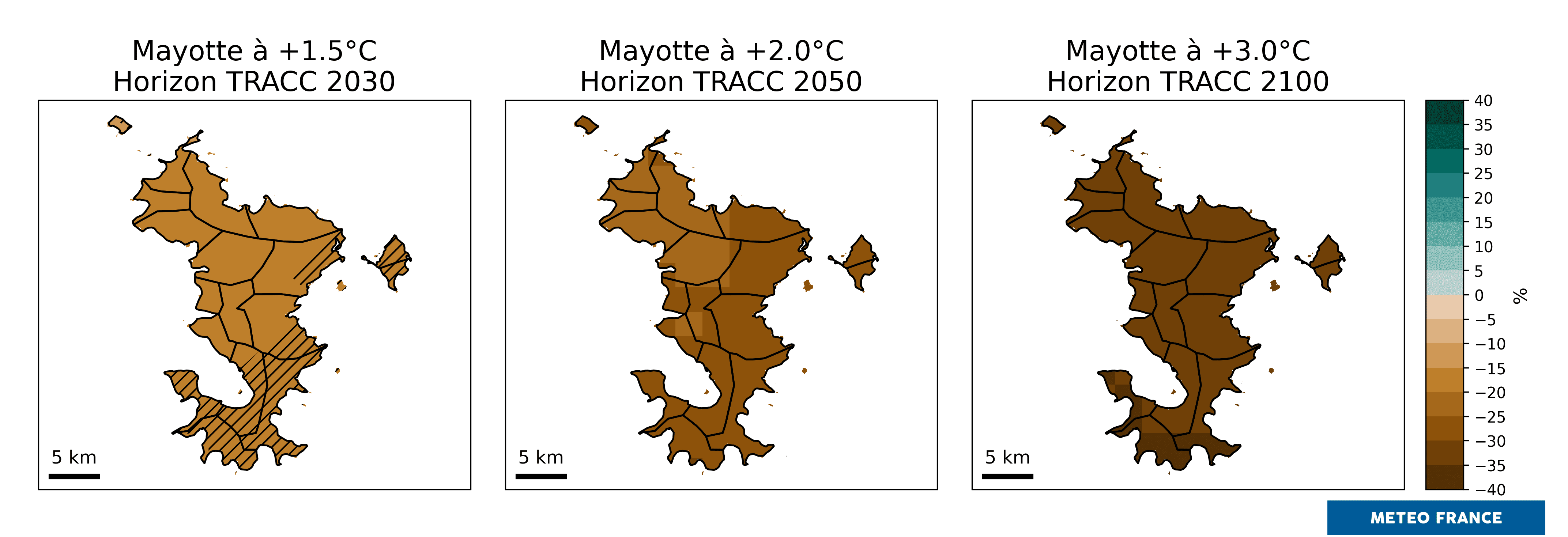 Évolution du cumul de précipitations en saison sèche. © Météo-France