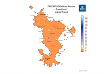 Cumul de précipitations Mayotte - juillet 2024