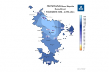 Cumul de précipitations Mayotte - Saison des pluies 2023-2024