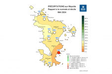 Rapport à la normale - Précipitations Mayotte - mai 2024