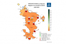 Rapport à la normale - Précipitations Mayotte - juin 2024