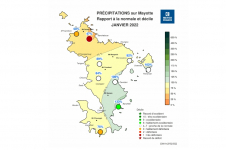 Rapport à la normale - Précipitations Mayotte - Janvier 2022