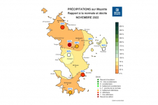 Rapport à la normale - Précipitations Mayotte - Novembre 2022
