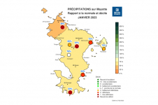 Rapport à la normale - Précipitations Mayotte - Janvier 2023