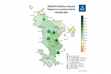 Rapport à la normale - Précipitations Mayotte - Février 2024