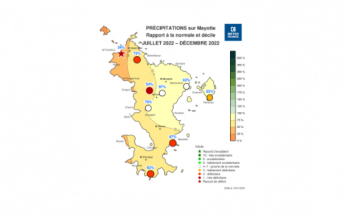 Rapport à la normale des précipitations cumulées sur le deuxième semestre 2022