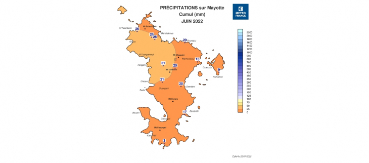 Bulletin climatique mensuel de Mayotte - Juin 2022